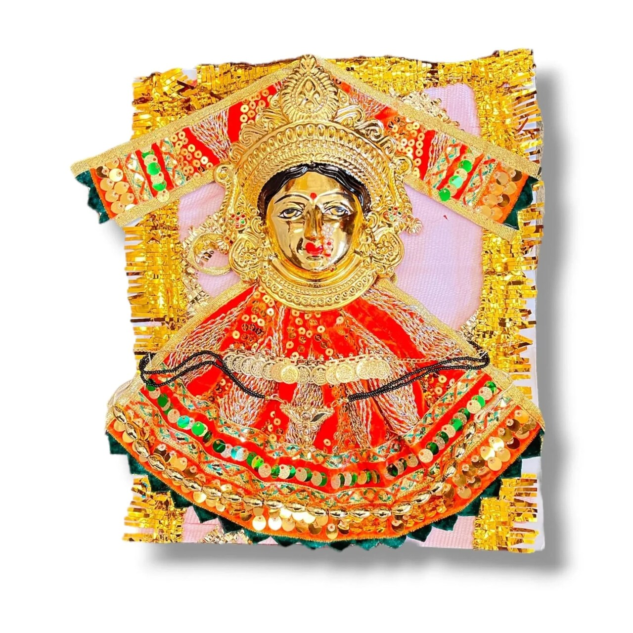Varalaxmi Goddess Face Set Devi Mata Mukhota Mahalaxmi Face Velvet Idol Gotta with Embroidery Dress Jewelry for Vara Lakshmi Vratam Navaratri Margashirsha Vratha Pooja Temple